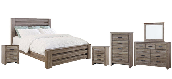 ASHLEY FURNITURE PKG003981 King Panel Bed With Mirrored Dresser, Chest and 2 Nightstands