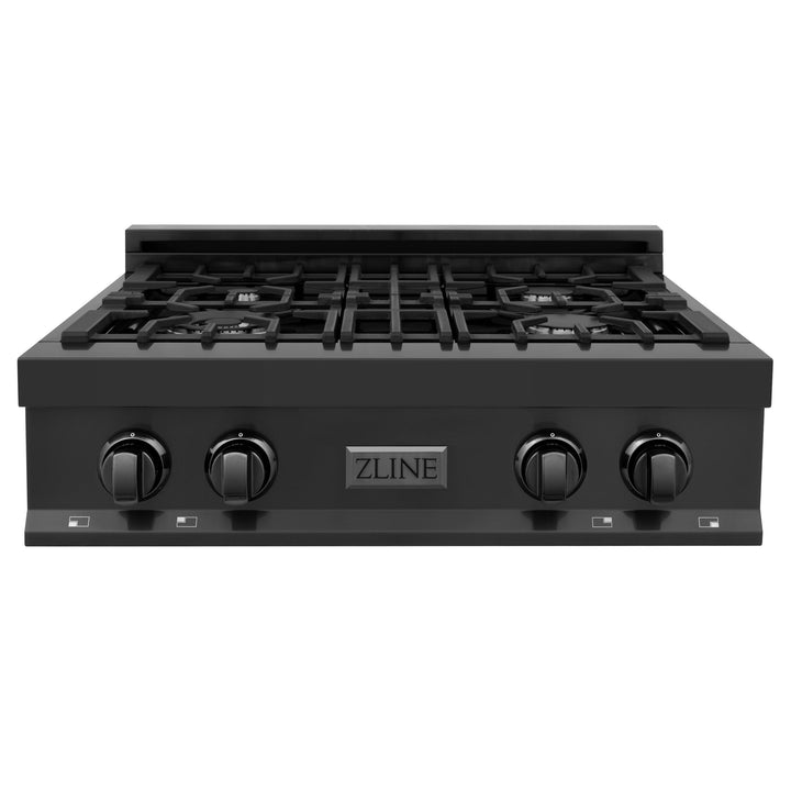 ZLINE KITCHEN AND BATH RTB30 ZLINE 30" Porcelain Gas Stovetop in Black Stainless with 4 Gas Burners