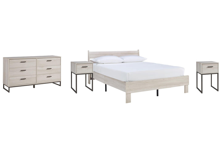 ASHLEY FURNITURE PKG009014 Queen Platform Bed With Dresser and 2 Nightstands