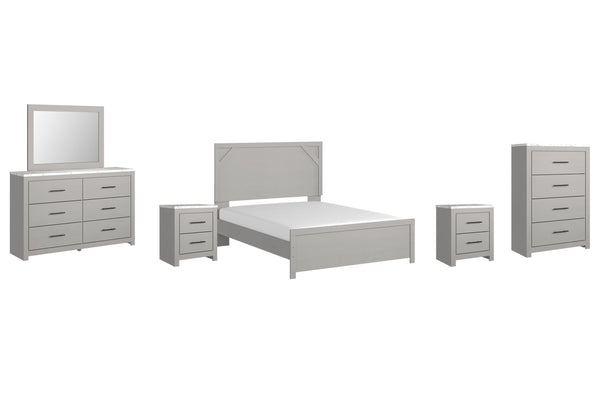 ASHLEY FURNITURE PKG009405 Queen Panel Bed With Mirrored Dresser, Chest and 2 Nightstands