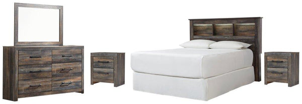 ASHLEY FURNITURE PKG003135 Queen/full Bookcase Headboard With Mirrored Dresser and 2 Nightstands