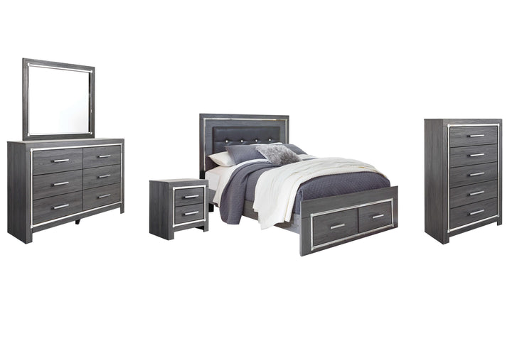ASHLEY FURNITURE PKG003604 Queen Panel Bed With 2 Storage Drawers With Mirrored Dresser, Chest and Nightstand