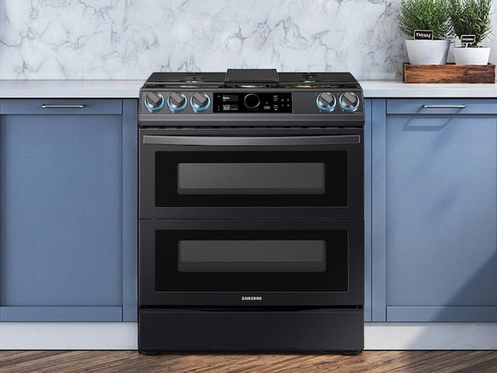 SAMSUNG NX60T8751SG 6.0 cu ft. Smart Slide-in Gas Range with Flex Duo TM , Smart Dial & Air Fry in Black Stainless Steel