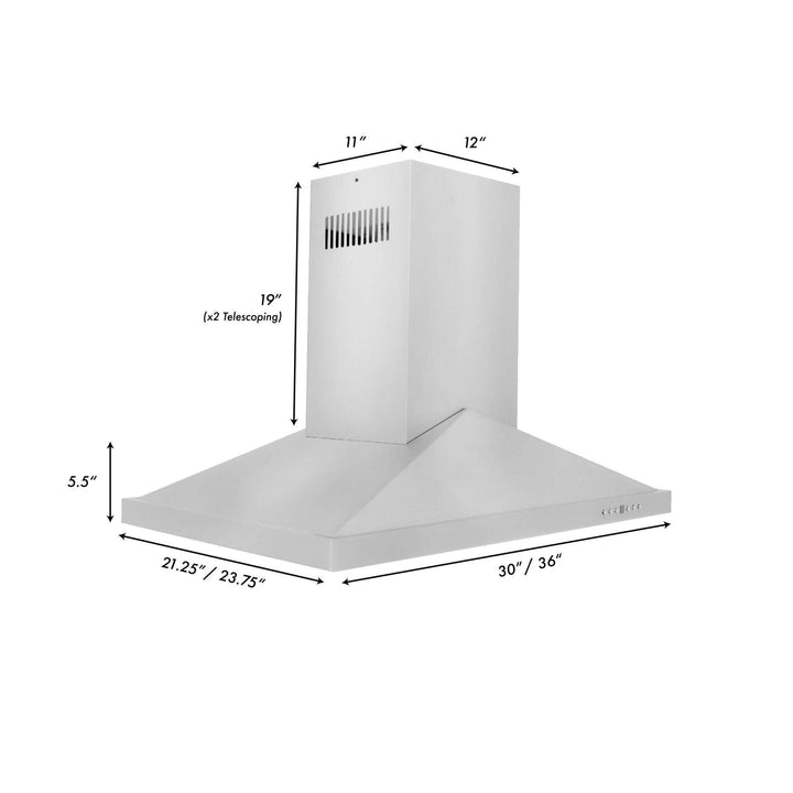 ZLINE KITCHEN AND BATH GL1I36 ZLINE Island Mount Range Hood In Stainless Steel Size: 36 inch