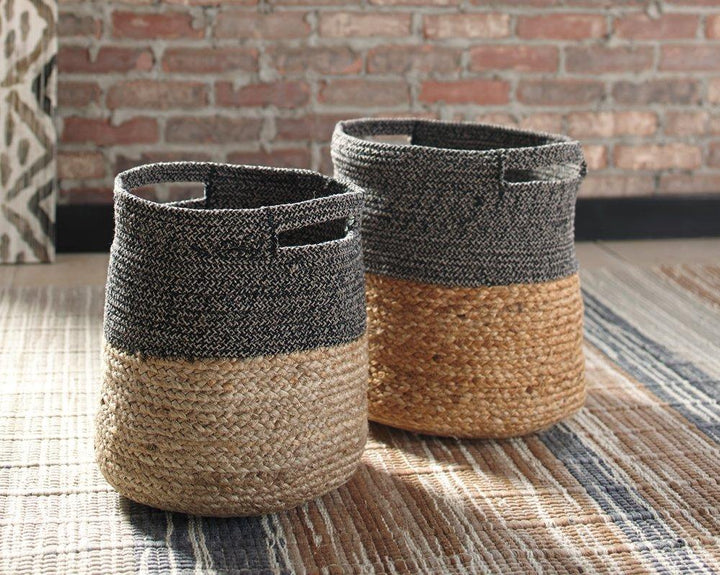 ASHLEY FURNITURE A2000095 Parrish Natural/black Basket set of 2