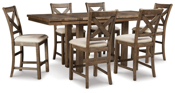 ASHLEY FURNITURE PKG014920 Counter Height Dining Table and 6 Barstools