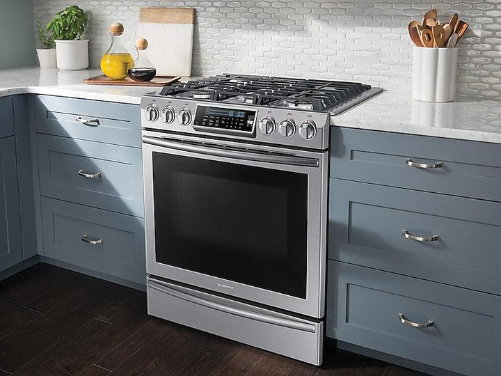 SAMSUNG NX58H9500WS 5.8 cu. ft. Slide-In Gas Range with True Convection in Stainless Steel