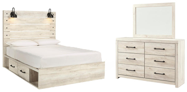 ASHLEY FURNITURE PKG003019 Queen Panel Bed With 4 Storage Drawers With Mirrored Dresser