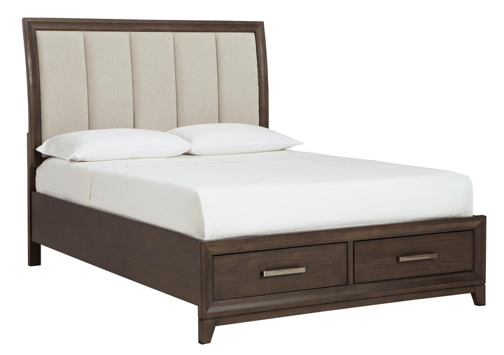 ASHLEY FURNITURE PKG005230 Queen Panel Bed With 2 Storage Drawers With Mirrored Dresser and 2 Nightstands