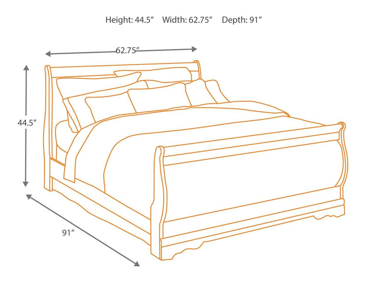 ASHLEY FURNITURE PKG014121 Queen Sleigh Bed With Mirrored Dresser and Nightstand