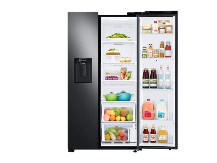 SAMSUNG RS27T5561SG 26.7 cu. ft. Large Capacity Side-by-Side Refrigerator with Touch Screen Family Hub TM in Black Stainless Steel