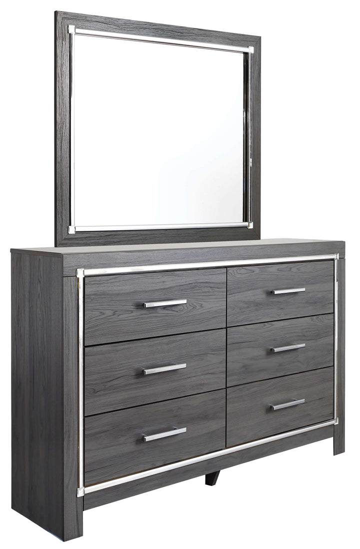 ASHLEY FURNITURE PKG003572 King Panel Bed With 2 Storage Drawers With Mirrored Dresser and Chest