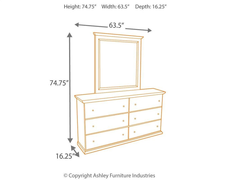 ASHLEY FURNITURE PKG002737 Queen/full Panel Headboard With Mirrored Dresser, Chest and Nightstand