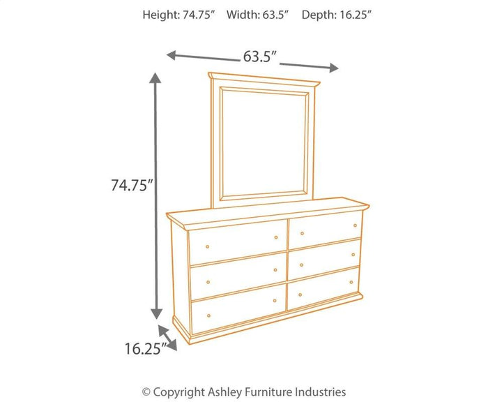 ASHLEY FURNITURE PKG002792 Twin Panel Bed With Mirrored Dresser and Chest