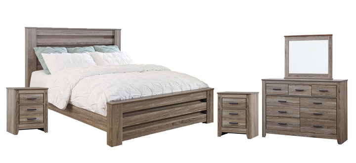 ASHLEY FURNITURE PKG003978 King Panel Bed With Mirrored Dresser and 2 Nightstands