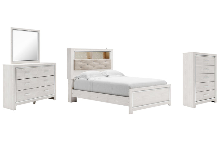 ASHLEY FURNITURE PKG010618 Full Panel Bookcase Bed With Mirrored Dresser and Chest