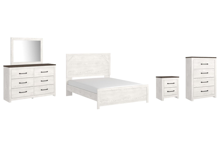 ASHLEY FURNITURE PKG009368 Queen Panel Bed With Mirrored Dresser, Chest and Nightstand