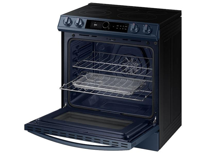 SAMSUNG NE63A8711QN Bespoke Smart Slide-in Electric Range 6.3 cu. ft. with Smart Dial & Air Fry in Navy Steel