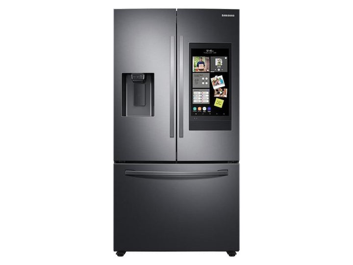 SAMSUNG RF27T5501SG 26.5 cu. ft. Large Capacity 3-Door French Door Refrigerator with Family Hub TM and External Water & Ice Dispenser in Black Stainless Steel