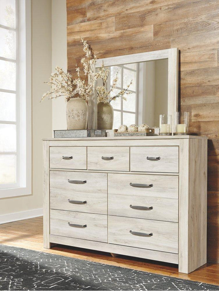 ASHLEY FURNITURE PKG004751 King Platform Bed With 2 Storage Drawers With Mirrored Dresser and 2 Nightstands