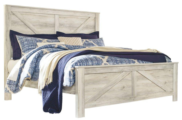 ASHLEY FURNITURE PKG004698 King Crossbuck Panel Bed With Mirrored Dresser