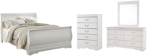 ASHLEY FURNITURE PKG002592 Queen Sleigh Bed With Mirrored Dresser and Chest