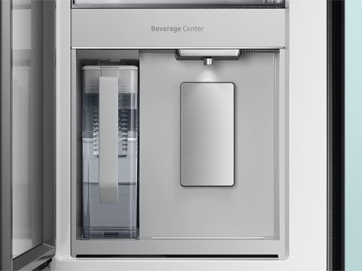 SAMSUNG RF29BB86004MAA Bespoke 4-Door French Door Refrigerator 29 cu. ft. with Beverage Center TM in Morning Blue Glass Top Panels and White Glass Middle and Bottom Panels