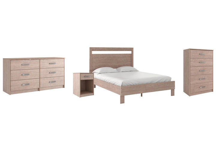 ASHLEY FURNITURE PKG009242 Queen Platform Bed With Dresser, Chest and Nightstand