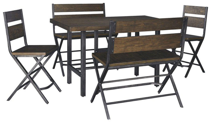 ASHLEY FURNITURE PKG000125 Counter Height Dining Table and 2 Barstools and 2 Benches