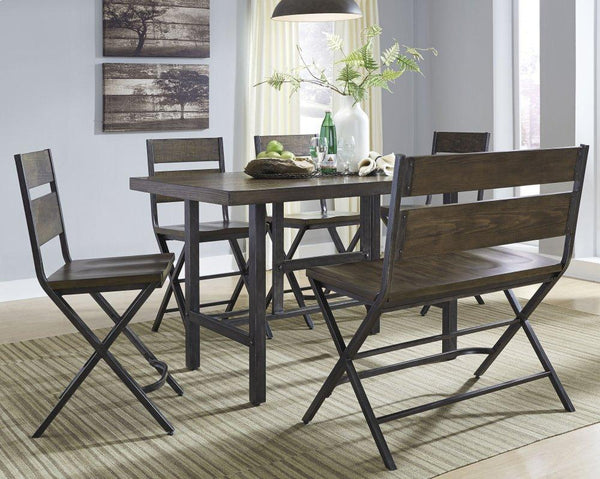 ASHLEY FURNITURE PKG000123 Counter Height Dining Table and 4 Barstools and Bench