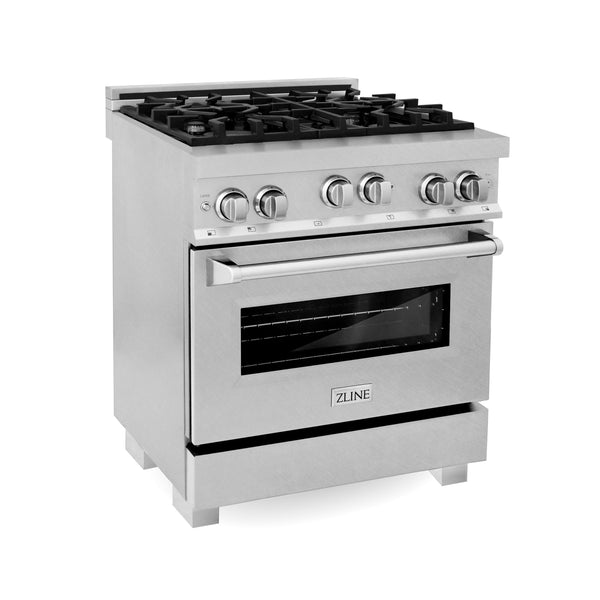 ZLINE KITCHEN AND BATH RGSSN30 ZLINE 30" 4.0 cu. ft. Range with Gas Stove and Gas Oven in DuraSnow R Stainless Steel with Color Door Options Color: DuraSnow R Stainless Steel