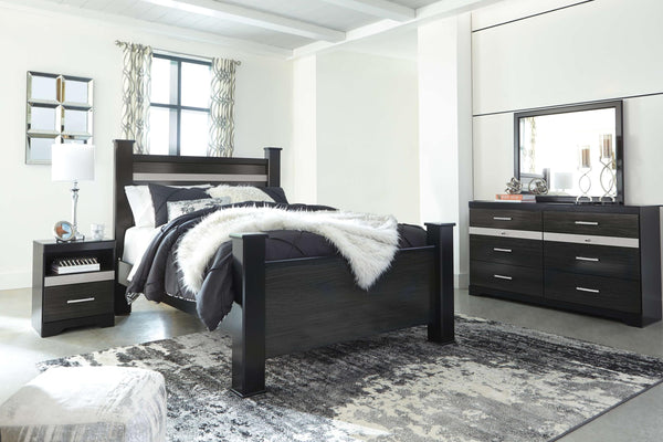 ASHLEY FURNITURE PKG014072 Queen Poster Bed With Mirrored Dresser and Nightstand