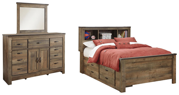ASHLEY FURNITURE B446B19 Trinell Full Bookcase Bed With Storage With Mirrored Dresser