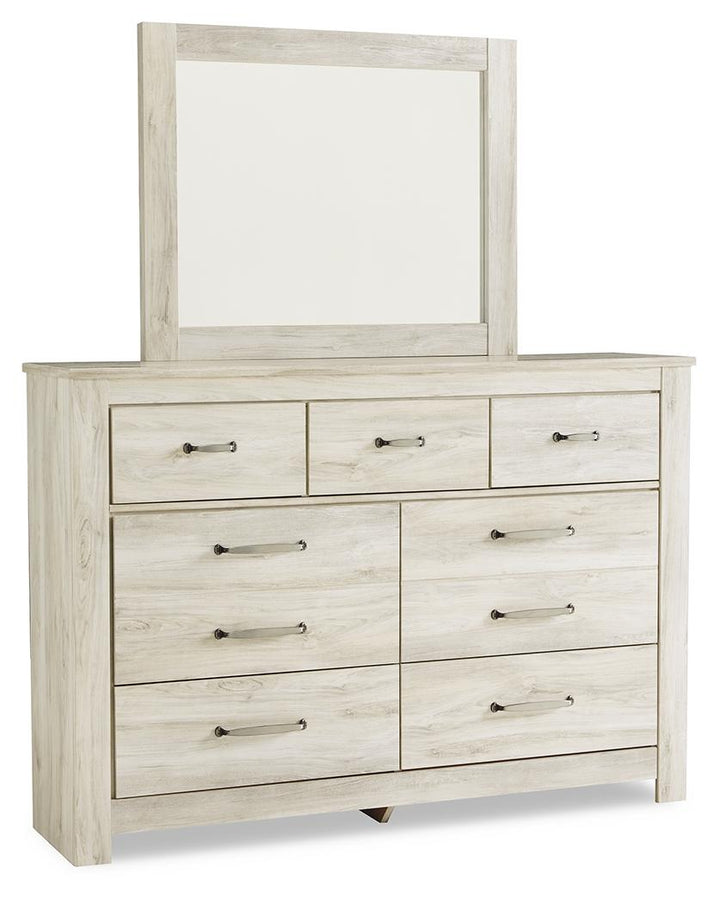 ASHLEY FURNITURE PKG014077 King Platform Bed With 2 Storage Drawers With Mirrored Dresser and Nightstand