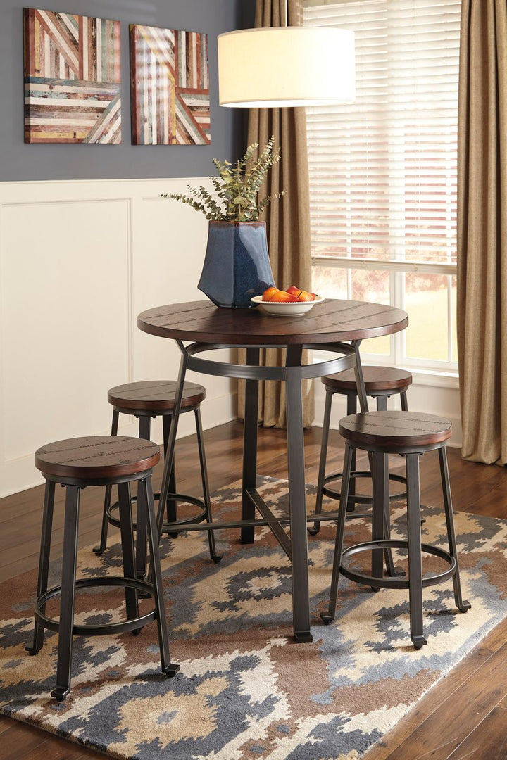 ASHLEY FURNITURE D307SDCA Challiman - Rustic Brown Set Of 2 Dining Room Barstools