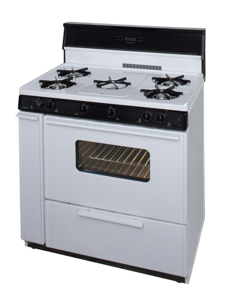 PREMIER SLK249WP 36 in. Freestanding Gas Range with 5th Burner and Griddle Package in White