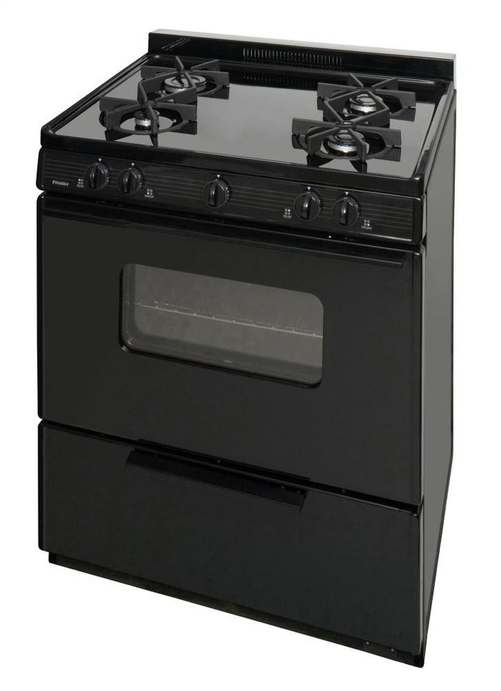 PREMIER BMK5X0BP 30 in. Freestanding Battery-Generated Spark Ignition Gas Range in Black