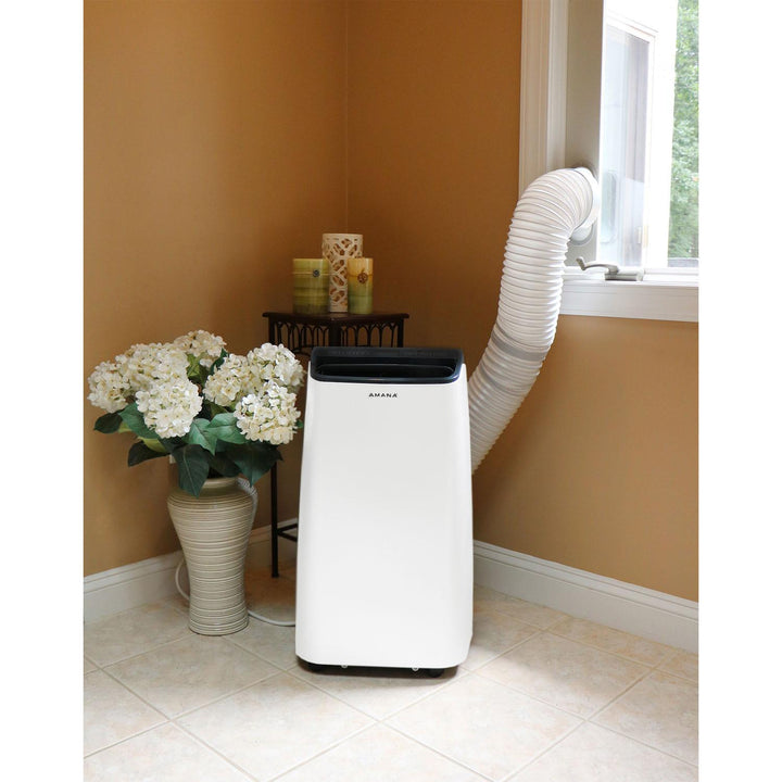 AMANA AMAP121AB2 Portable Air Conditioner with Remote Control in White/Black for Rooms up to 500-Sq. Ft.