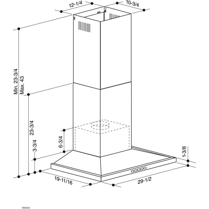 BROAN BWS2304SS 30-Inch Convertible Wall-Mount Low Profile Pyramidal Chimney Range Hood, 450 MAX CFM, Stainless Steel