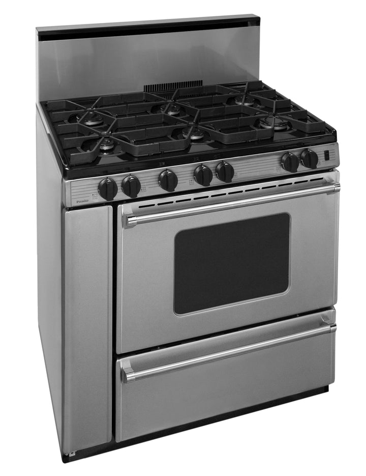 PREMIER P36B3282PS 36 in. ProSeries Freestanding Battery Spark Sealed Burner Gas Range in Stainless Steel