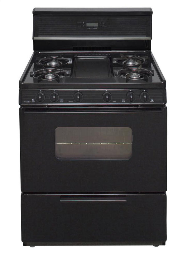 PREMIER SFK249BP 30 in. Freestanding Gas Range with 5th Burner and Griddle Package in Black