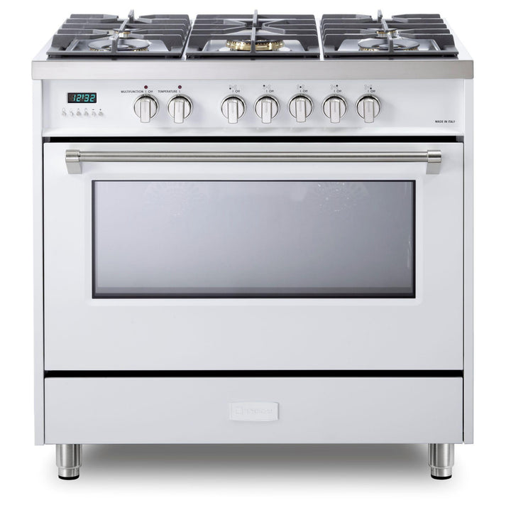 VERONA VDFSGE365W Designer 36" Dual Fuel Single Oven Range - White