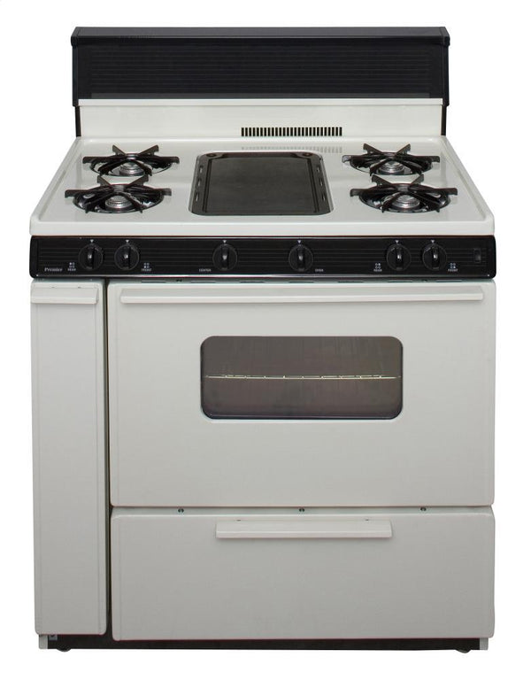 PREMIER BLK5S9TP 36 in. Freestanding Battery-Generated Spark Ignition Gas Range in Biscuit