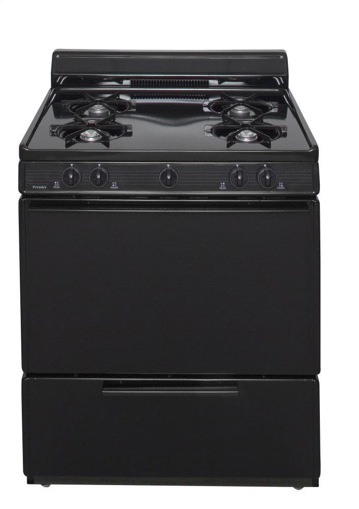 PREMIER BFK100BP 30 in. Freestanding Battery-Generated Spark Ignition Gas Range in Black