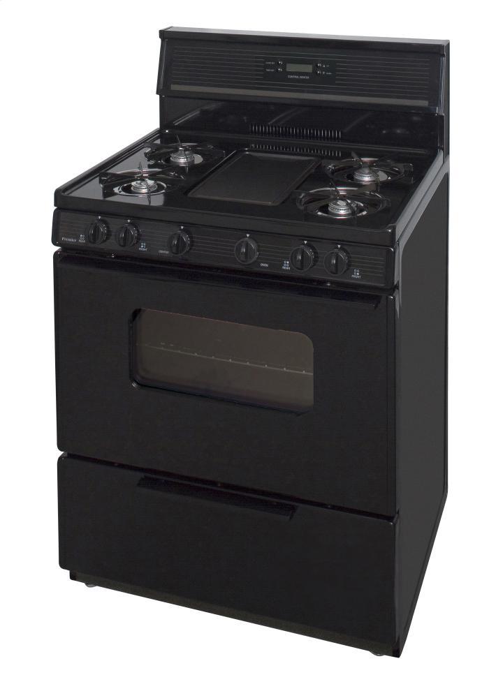 PREMIER SFK249BP 30 in. Freestanding Gas Range with 5th Burner and Griddle Package in Black