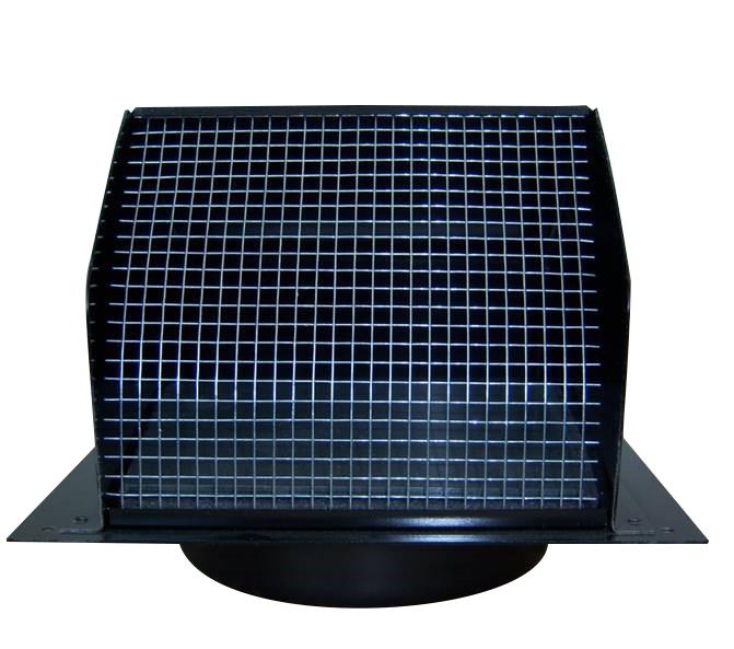 BROAN 843BL Broan-NuTone R Steel Wall Cap for 6" Round Duct with Backdraft Damper and Bird Screen, Black