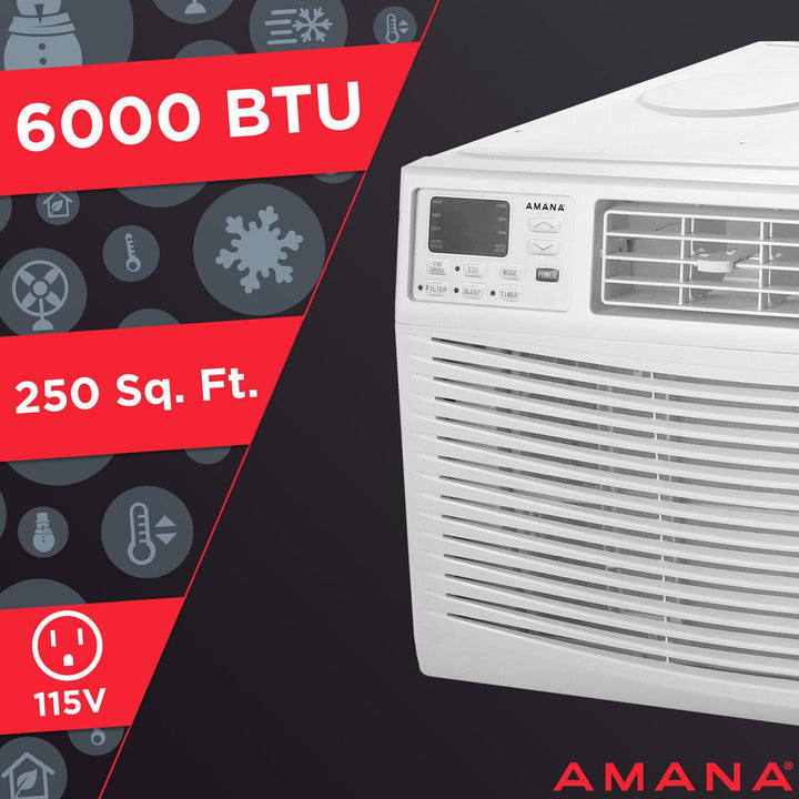 AMANA AMAP061CW 6,000 BTU 115V Window-Mounted Air Conditioner with Remote Control