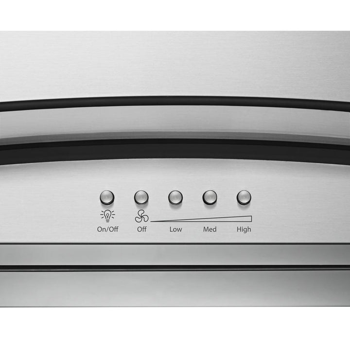 WHIRLPOOL WVW75UC6DS 36" Modern Glass Wall Mount Range Hood