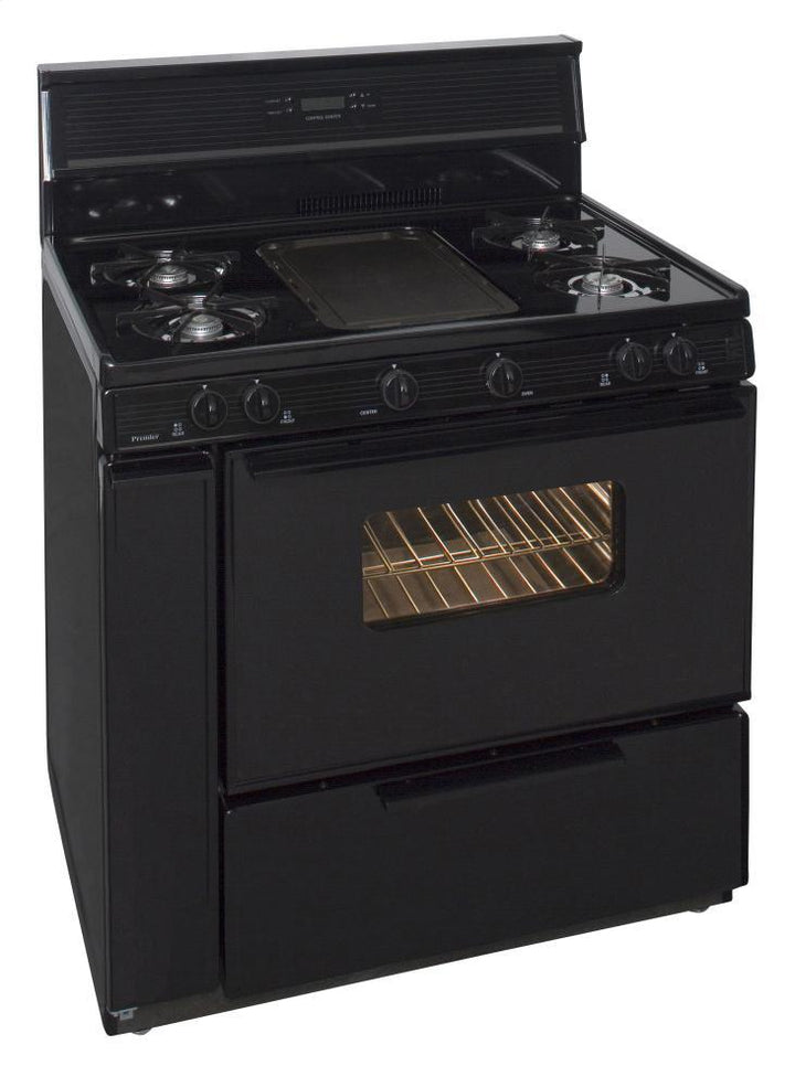 PREMIER SLK849BP 36 in. Freestanding Gas Range with 5th Burner and Griddle Package in Black