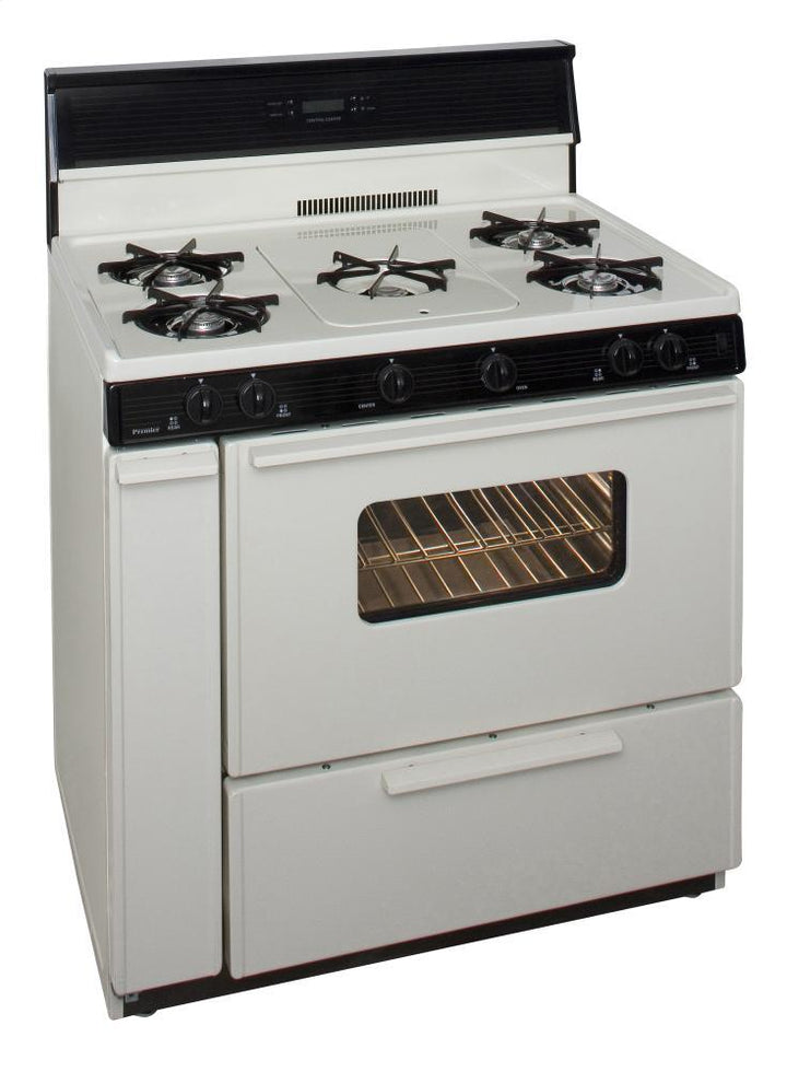 PREMIER SLK249TP 36 in. Freestanding Gas Range with 5th Burner and Griddle Package in Biscuit